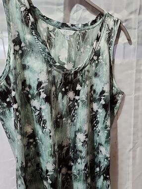 ALFRED SUNG Mint and Black Floral Tank